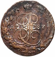 купить 5 копеек 1787 ЕМ орёл 1780-1787, старого образца, реверс: вензель и корона меньше
