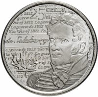 Купить Канада 25 центов (cents) 2013 "Война 1812 года - Шарль де Салаберри"