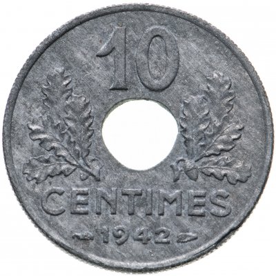 купить Франция 10 сантимов (centimes) 1942