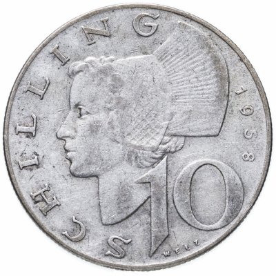 купить Австрия 10 шиллингов (shillings) 1958