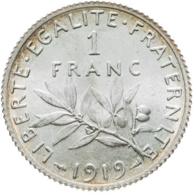 купить Франция 1 франк (franc) 1919