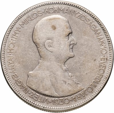 купить Венгрия 5 пенго (пенгё, pengo) 1930 10 лет регенства Адмирала Хорти
