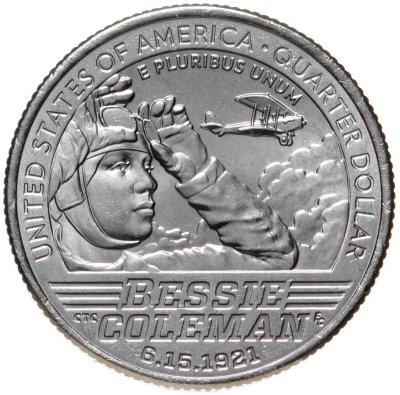 купить США 1/4 доллара (25 центов, квотер) 2023 P Американские женщины - Летчица Бесси Колман (6-я)