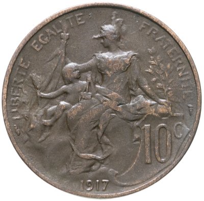 купить Франция 10 сантимов (centimes) 1917