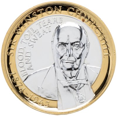 купить Гибралтар 2 фунта (pounds) 2015 "50-я годовщина со дня смерти Уинстона Черчилля /Кровь, тяжёлый труд, слёзы и пот"