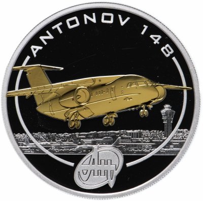 купить Острова Кука 1 доллар 2008 "Самолёт Ан-148 с позолотой"