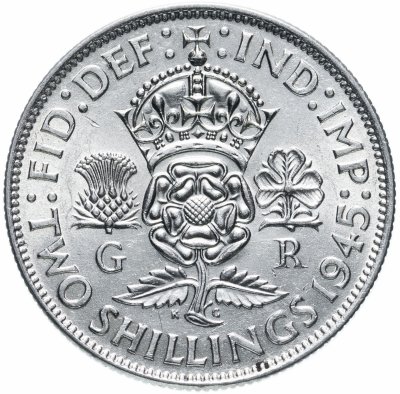 купить Великобритания 2 шиллинга (флорин, shillings) 1945