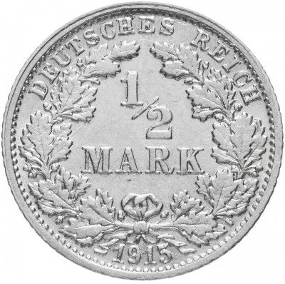 купить Германия (Германская империя) 1/2 рейх марки 1915 "F"