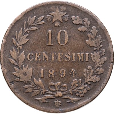 купить Италия 10 чентезимо (centesimi) 1894 Знак монетного двора "BI" - Бирмингем