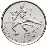 Купить Канада 25 центов (квотер, quarter dollar) 2008 "XXI зимние Олимпийские Игры, Ванкувер 2010 - Фигурное катание"