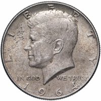 Купить 50 центов (1/2 доллара, half dollar) 1964 Kennedy Half Dollar (Кеннеди) без обозначения монетного двора