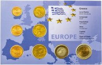 Купить Греция набор монет евро 2002 (8 монет в буклете)