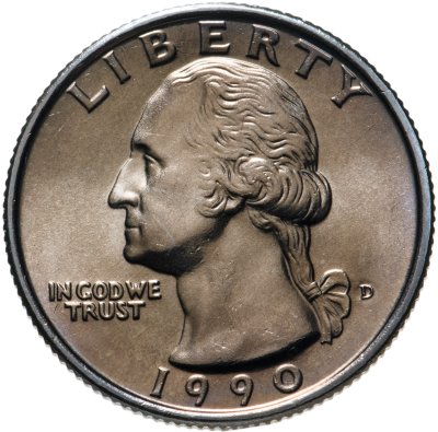 купить США 25 центов (квотер, 1/4 доллара, quarter dollar) 1990 D "Washington Quarter" (наборная)