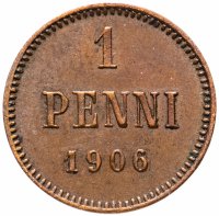 Купить Финляндия 1 пенни (penny) 1906 монета для Финляндии