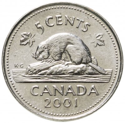 купить Канада 5 центов (cents) 2001 P магнетик