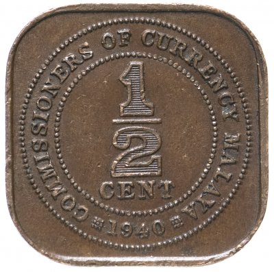 купить Британская Малайя 1/2 цента 1940