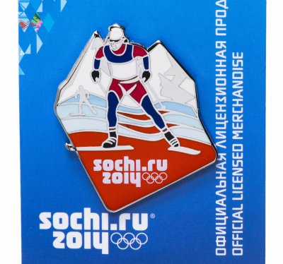 купить Значок РФ 2014г ОИ в Сочи "Спортивные Силуэты, Лыжные Гонки", 1 Вариант, Цанга
