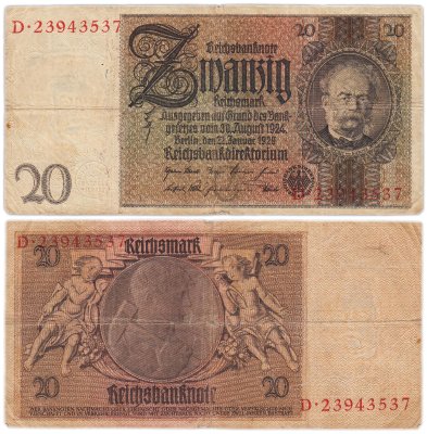 купить Германия 20 рейхсмарок 1933 (Pick 181)