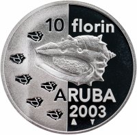 купить Аруба 10 флоринов 2003 "Ракушка"