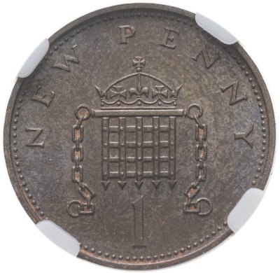 купить Великобритания 1 новый пенни (new penny) 1974 в слабе DNC MS64BN