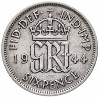 Купить Великобритания 6 пенсов 1944