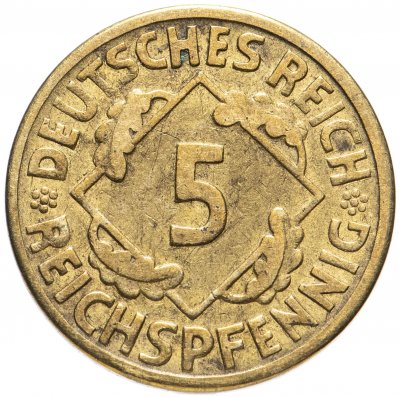 купить Германия, Веймарская республика 5 пфеннигов (reichspfennig, rentenpfennig) 1923-1936, случайная дата