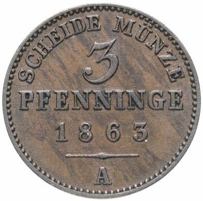 купить Германия, Пруссия 3 пфеннига 1863