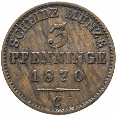 купить Германия 3 пфеннига (pfenninge) 1870