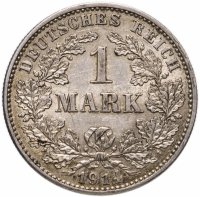 купить Германия 1 марка (mark) 1914 G знак монетного двора: "G" - Карлсруэ
