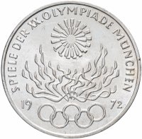 купить Германия, ФРГ 10 марок 1972 PROOF "Олимпиада в Мюнхене - Олимпийский огонь", случайный монетный двор