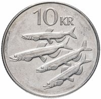 Купить Исландия 10 крон (kronur) 1996-2008 случайный год (магнитная)