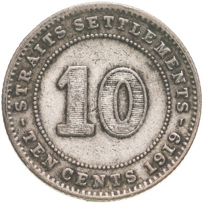 купить Стрейтс Сетлментс 10 центов (cents) 1919