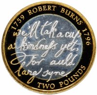 Купить Великобритания 2 фунта 2009 "250 лет со дня рождения Роберта Бёрнса"