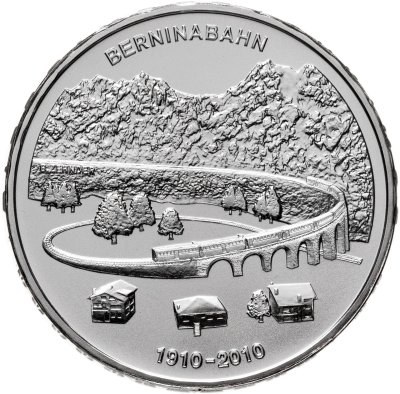 купить Швейцария 20 франков 2010 "100 лет Бернинской железной дороге" в капсуле