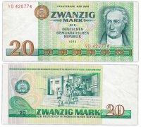 Купить Германия ГДР 20 марок 1975 (Pick 29a)