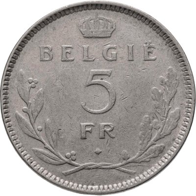 купить Бельгия 5 франков (francs) 1936 Надпись на голландском - 'BELGIE'