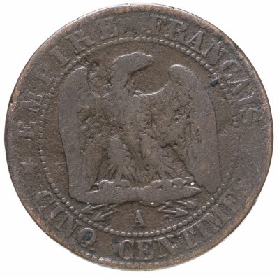 купить Франция 5 сантимов (centimes) 1857
