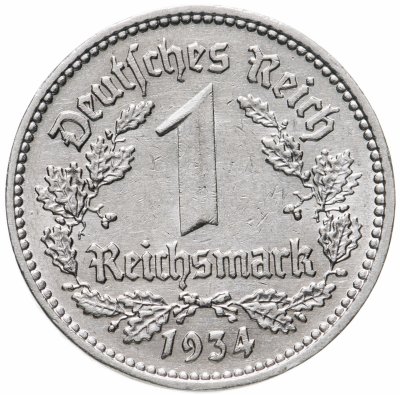 купить Германия, Третий рейх 1 рейхсмарка (reichsmark) 1934 A