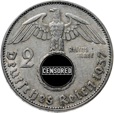 купить Германия, Третий рейх 2 рейхсмарки (reichsmark) 1937, знак монетного двора: "E" - Мульденхюттен