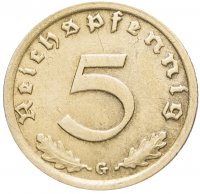 купить Фашистская Германия (Третий Рейх) 5 рейх пфеннигов 1939 "G"