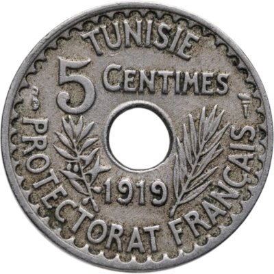купить Тунис 5 сантимов (centimes) 1919