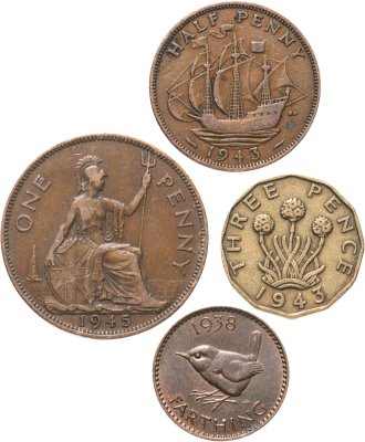 купить Великобритания набор 4 монет 1937-1945 (Георг VI)