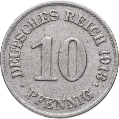 купить Германия 10 пфеннигов (pfennig) 1913 знак монетного двора: "E" - Мульденхюттен