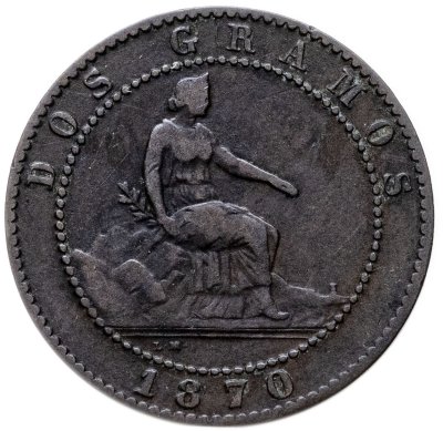 купить Испания 2 сентимо (centimos) 1870