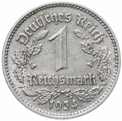 купить Германия, Третий рейх 1 рейхсмарка (reichsmark) 1934 F