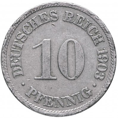 купить Германия 10 рейх пфеннигов 1903 "F"