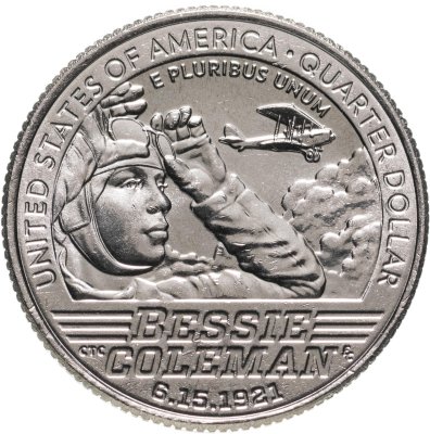 купить США 1/4 доллара (25 центов, квотер) 2023 D Американские женщины - Летчица Бесси Колман (6-я)