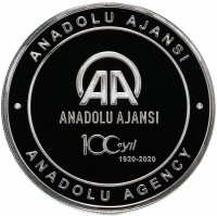 купить Турция - 20 лир 2020 " 100 лет Агентству Анатолии" Серебро Proof с сертификатом НОВИНКА