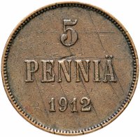 Купить 5 пенни 1912, монета для Финляндии