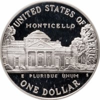 купить США 1 доллар (dollar) 1993 S "250 лет со дня рождения Томаса Джефферсона" (в слабе)